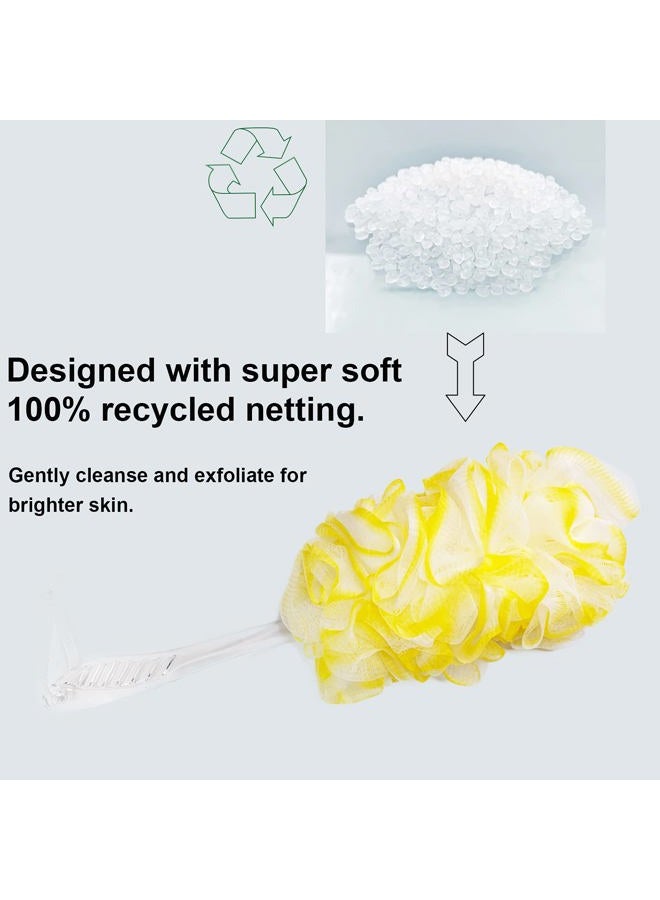 PPHAO BASIC PPHAO - فرشاة استحمام للظهر - لوفة استحمام - فرشاة استحمام بمقبض طويل - لوفة مقشرة للجسم للرجال - لوفة استحمام للنساء - لوفة صفراء - 1 عبوة - Image 5