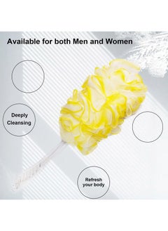 PPHAO BASIC PPHAO - Back Bath Brush - Shower Loofah Scrubber - Bath Brush Long Handle for Shower - Loofah Exfoliating Body Scrubber for Men - Shower Loofah for Women - Yellow Loofah - 1Pack  - Image 4