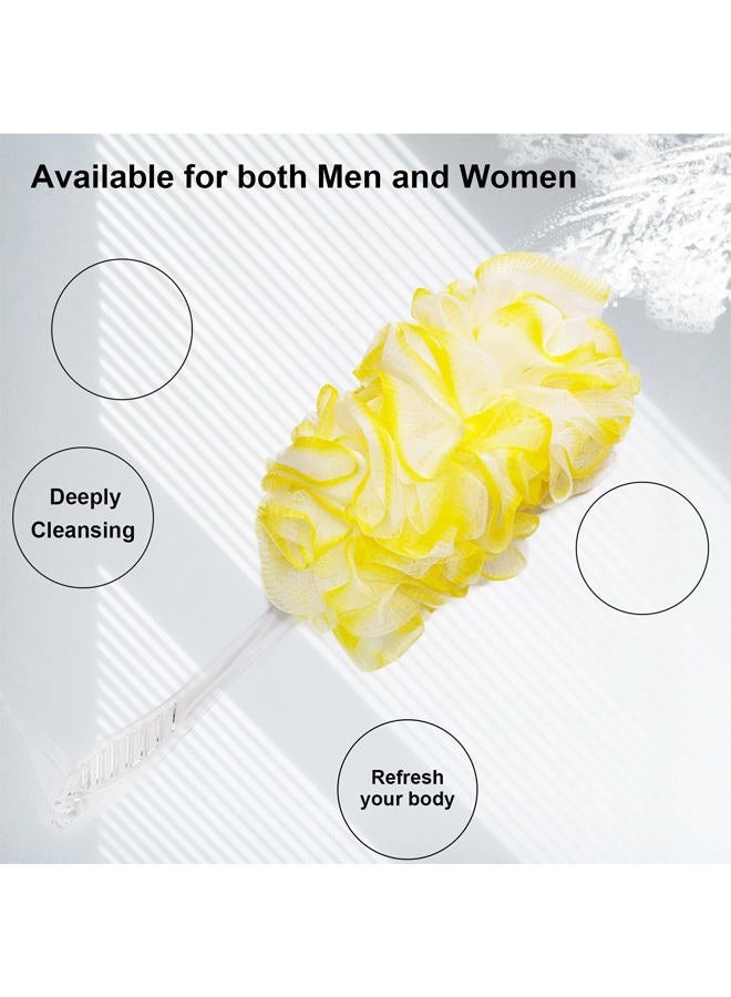 PPHAO BASIC PPHAO - فرشاة استحمام للظهر - لوفة استحمام - فرشاة استحمام بمقبض طويل - لوفة مقشرة للجسم للرجال - لوفة استحمام للنساء - لوفة صفراء - 1 عبوة - Image 4