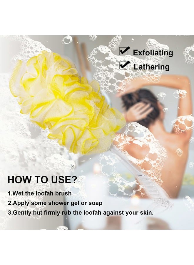 PPHAO BASIC PPHAO - فرشاة استحمام للظهر - لوفة استحمام - فرشاة استحمام بمقبض طويل - لوفة مقشرة للجسم للرجال - لوفة استحمام للنساء - لوفة صفراء - 1 عبوة - Image 3