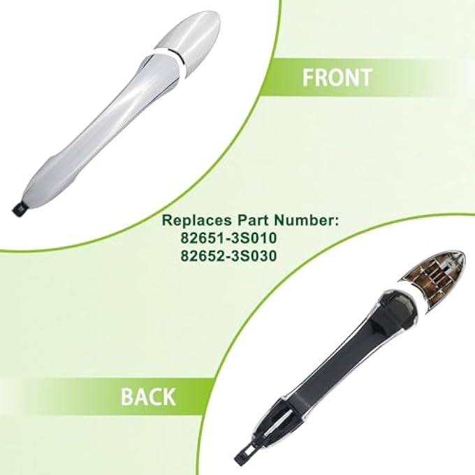 ريحني مقبض الباب الخارجي كروم الجهة الأمامية اليمنى للراكب بدون مفتاح ذكي متوافق مع 20112015 هيونداي سوناتا تحل محل 826513S010 826523S030 - Image 4