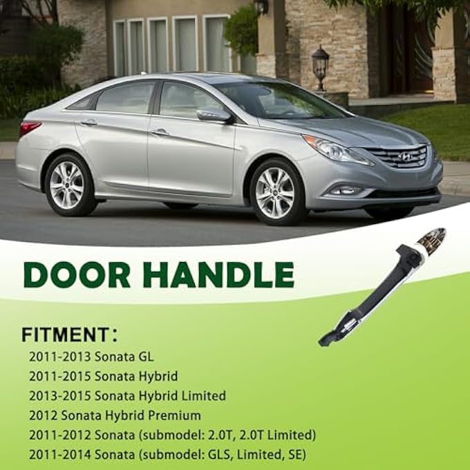 ريحني مقبض الباب الخارجي كروم الجهة الأمامية اليمنى للراكب بدون مفتاح ذكي متوافق مع 20112015 هيونداي سوناتا تحل محل 826513S010 826523S030 - Image 3