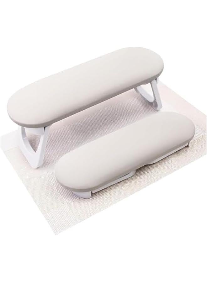 هوكور مسند ذراع الأظافر، مسند أظافر من جلد البولي يوريثان قابل للطي للتقليم، مع حصيرة أظافر ناعمة للطاولة ومسند يد ناعم لأظافر الأكريليك/وسادة يد للأظافر لاستخدام صالون المانيكير (رمادي فاتح) - Image 1