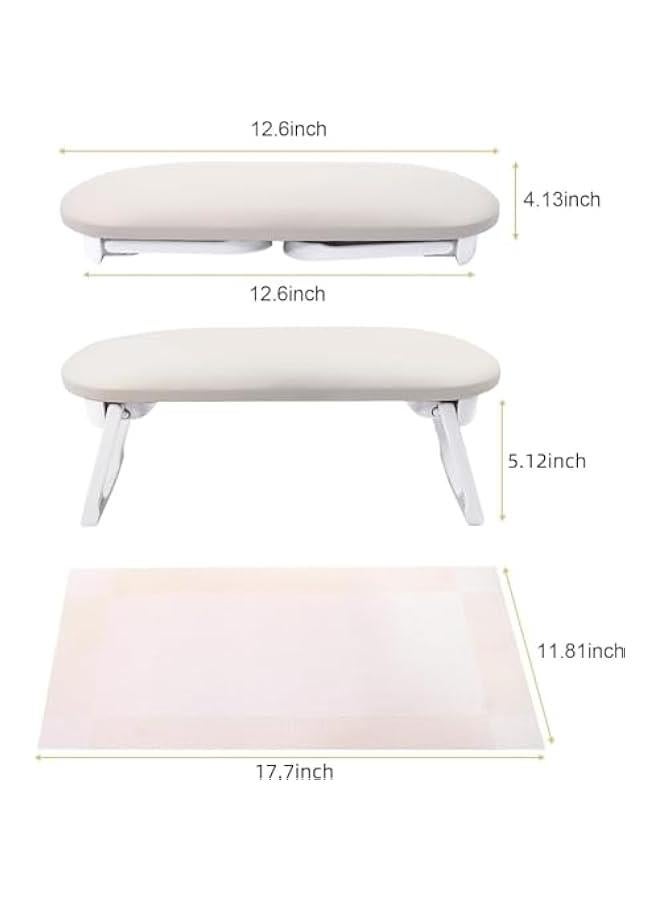 هوكور مسند ذراع الأظافر، مسند أظافر من جلد البولي يوريثان قابل للطي للتقليم، مع حصيرة أظافر ناعمة للطاولة ومسند يد ناعم لأظافر الأكريليك/وسادة يد للأظافر لاستخدام صالون المانيكير (رمادي فاتح) - Image 2