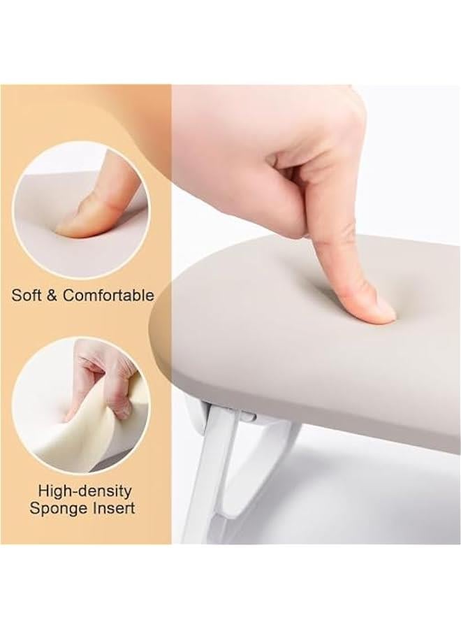 هوكور مسند ذراع الأظافر، مسند أظافر من جلد البولي يوريثان قابل للطي للتقليم، مع حصيرة أظافر ناعمة للطاولة ومسند يد ناعم لأظافر الأكريليك/وسادة يد للأظافر لاستخدام صالون المانيكير (رمادي فاتح) - Image 5