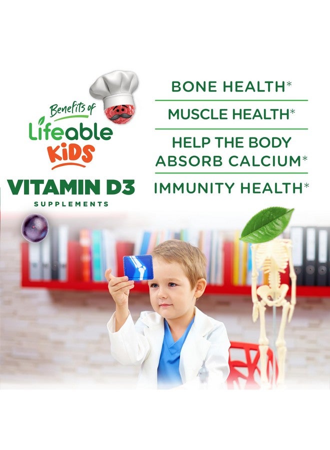 Lifeable Kids Vitamin D Gummies | Vitamin D3 1000iu | Great Tasting Vitamin D3 Gummies | D3 Vitamin for Strong Healthy Bones and Immune Support | Vitamin D for Kids, Boys, Girls | 90 Gummies - Image 3