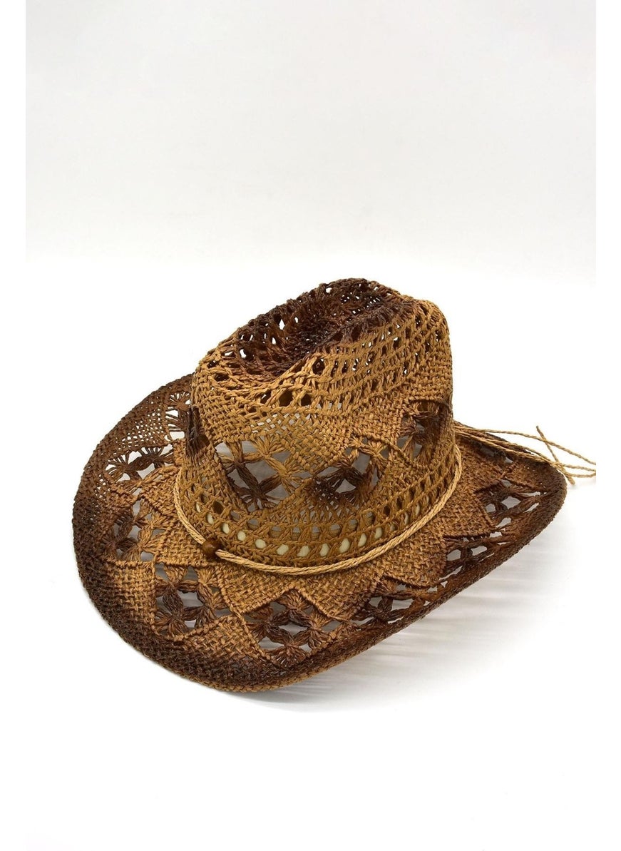 Külah - Cone Gradient Coffee Straw Cowboy Style Hat - Image 1