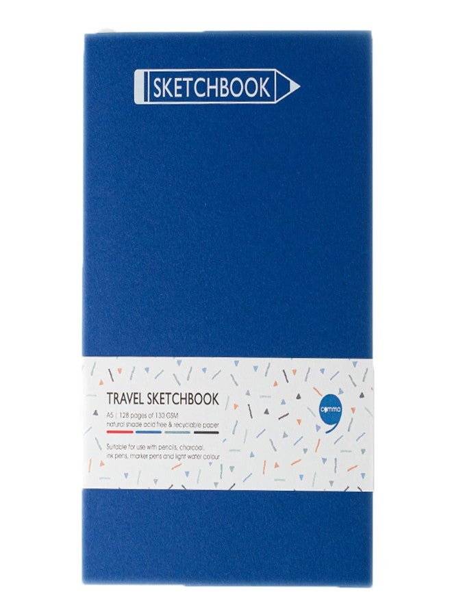 كوما دفتر رسم كوما للسفر | مقاس A5 | 128 صفحة | 130 غرام/م²، لون طبيعي، ورق خالٍ من الأحماض وقابل لإعادة التدوير | عبوة من قطعتين | أزرق + أحمر - Image 5