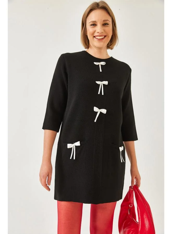 جينجر Bow Detail A Line Dress