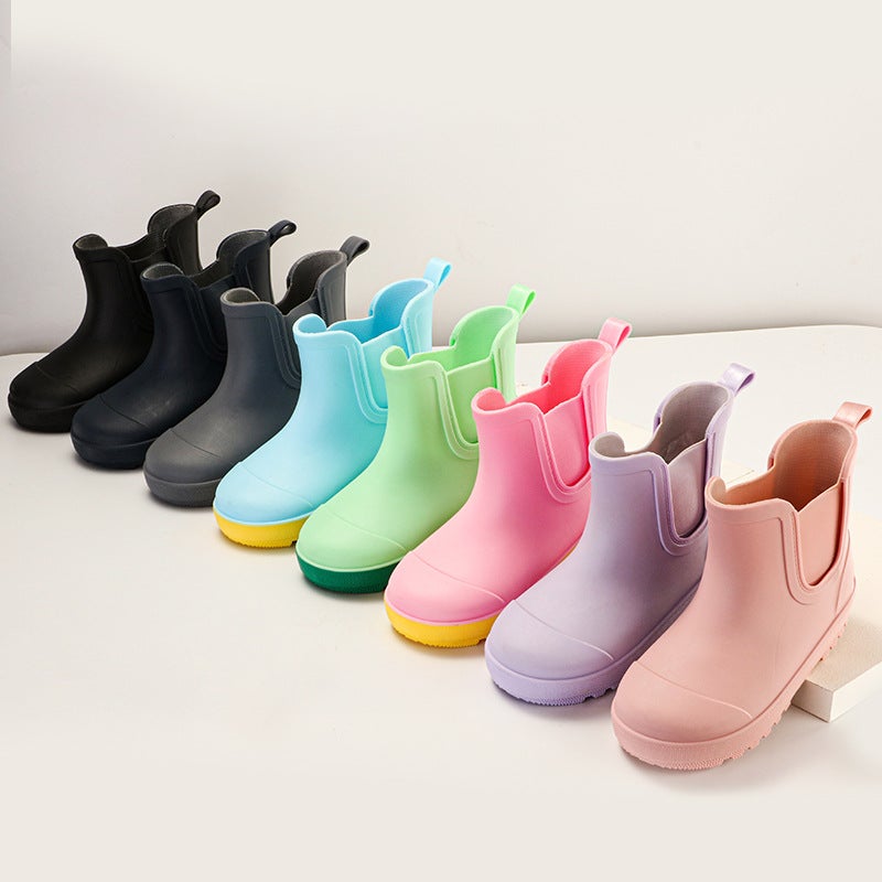 Export Single Solid Color Children'S Rain Boots Rain Boots Short Boots Baby Men'S And Women'S Four Seasons Cute Water Boots Rubber Shoes - Image 2