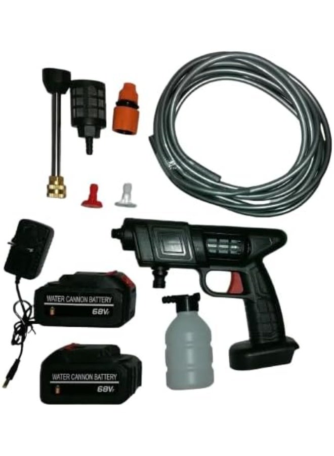 JAJEEK Dual 2 Battery Cordless Car High Pressure Washer Jet Water Wash Portable Cleaner Gun with Long Hose, Multi-Spray Nozzles, Rechargeable Lithium Power System, Lightweight Electric Portable Washing Tool for Cars, Floors, Outdoor Areas, Home and Garden Cleaning Tasks - Image 3