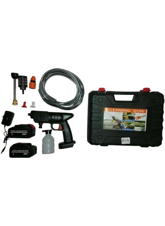 JAJEEK Dual 2 Battery Cordless Car High Pressure Washer Jet Water Wash Portable Cleaner Gun with Long Hose, Multi-Spray Nozzles, Rechargeable Lithium Power System, Lightweight Electric Portable Washing Tool for Cars, Floors, Outdoor Areas, Home and Garden Cleaning Tasks - Image 2