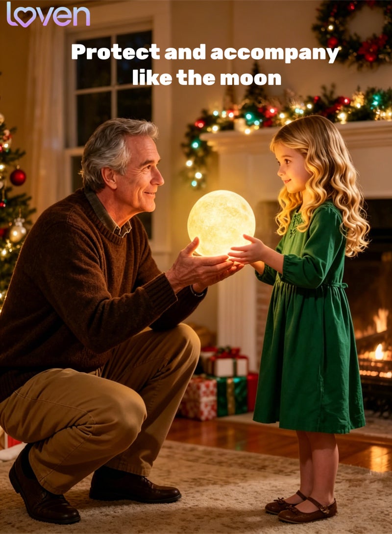 loven Moon Lamp 3D Night Light - A gift for mothers, ladies, and children; desktop decoration; romantic proposal decoration; warm yellow color. - Image 4