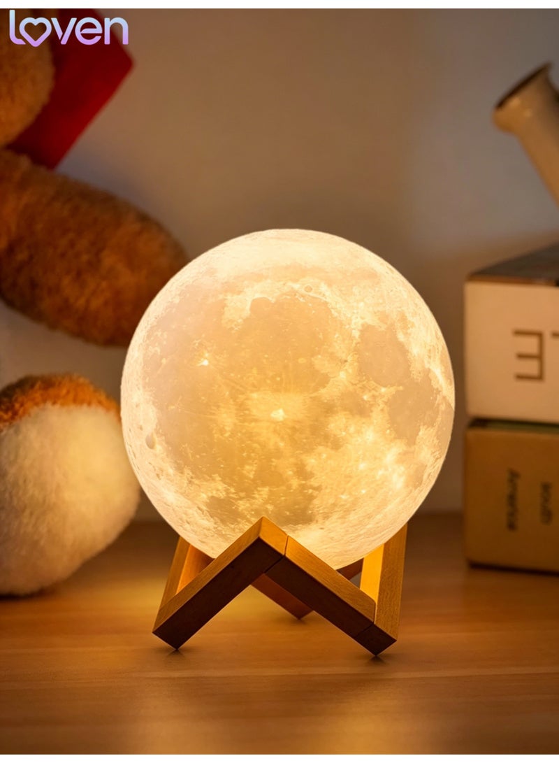 loven Moon Lamp 3D Night Light - A gift for mothers, ladies, and children; desktop decoration; romantic proposal decoration; warm yellow color. - Image 3