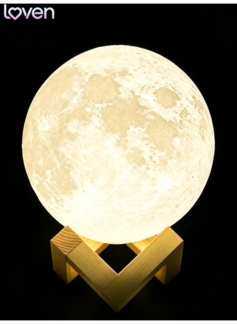 loven Moon Lamp 3D Night Light - A gift for mothers, ladies, and children; desktop decoration; romantic proposal decoration; warm yellow color. - Image 1