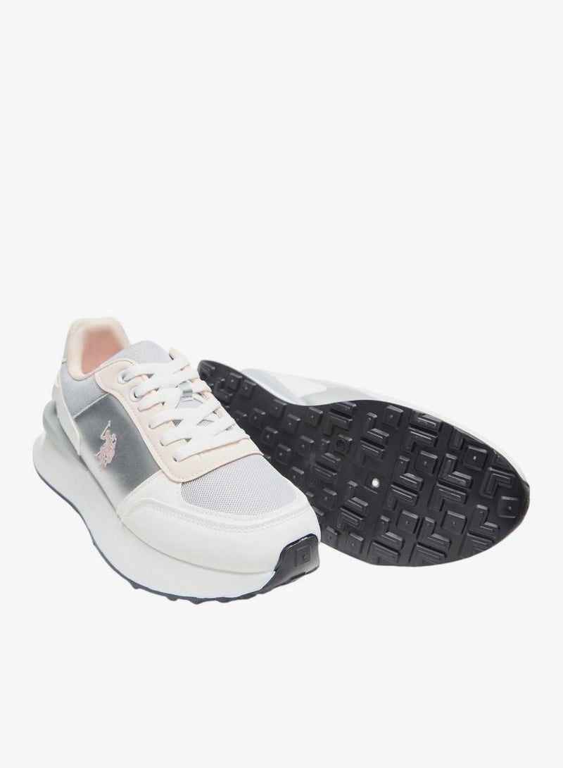 U.S. Polo Assn. Women's White and Grey Low-Top Sneakers - Lightweight Shoes with White Sole, Comfortable Casual - Image 5