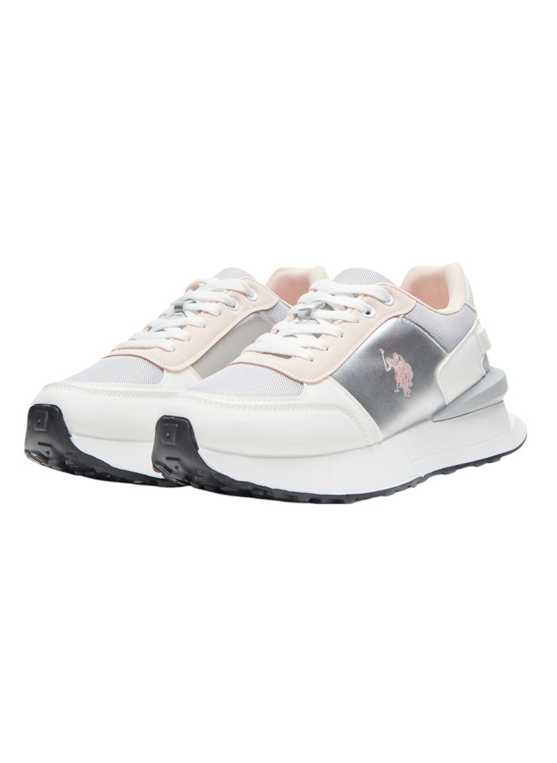 Women's White and Grey Low-Top Sneakers - Lightweight with White Sole, Comfortable Casual Shoes - pzsku/Z77309B134C97A69F31BAZ/45/_/1737642705/ce9ae25c-00ce-4640-a130-89bfa6d6afe3