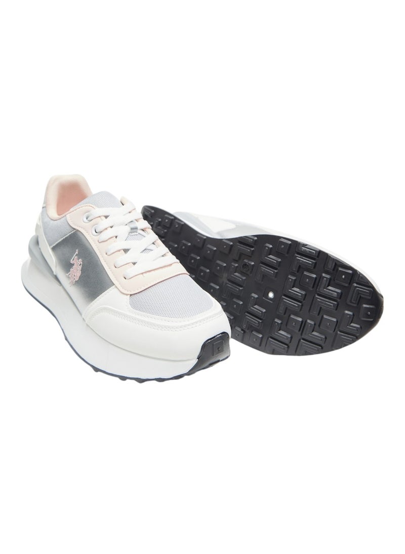 Women's White and Grey Low-Top Sneakers - Lightweight with White Sole, Comfortable Casual Shoes - pzsku/Z77309B134C97A69F31BAZ/45/_/1737642882/07b652bb-1136-4552-b3a3-224e8f912a4c