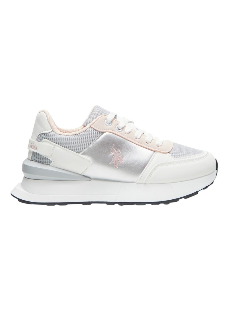 Women's White and Grey Low-Top Sneakers - Lightweight with White Sole, Comfortable Casual Shoes - pzsku/Z77309B134C97A69F31BAZ/45/_/1737642912/f0dd082c-e0e1-4da5-9077-7157d16c4a75