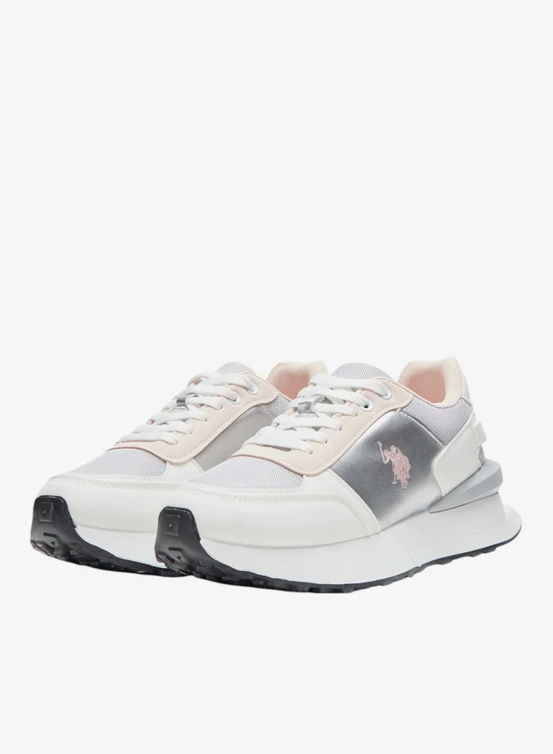 U.S. Polo Assn. Grey Women's White and Grey Low-Top Sneakers - Lightweight Shoes with White Sole, Comfortable Casual for Women | Best Price UAE