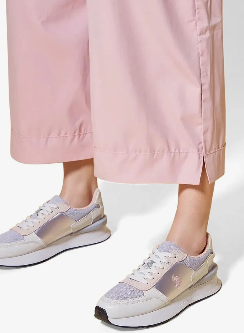 U.S. Polo Assn. Grey Women's White and Grey Low-Top Sneakers - Lightweight Shoes with White Sole, Comfortable Casual for Women | Best Price UAE