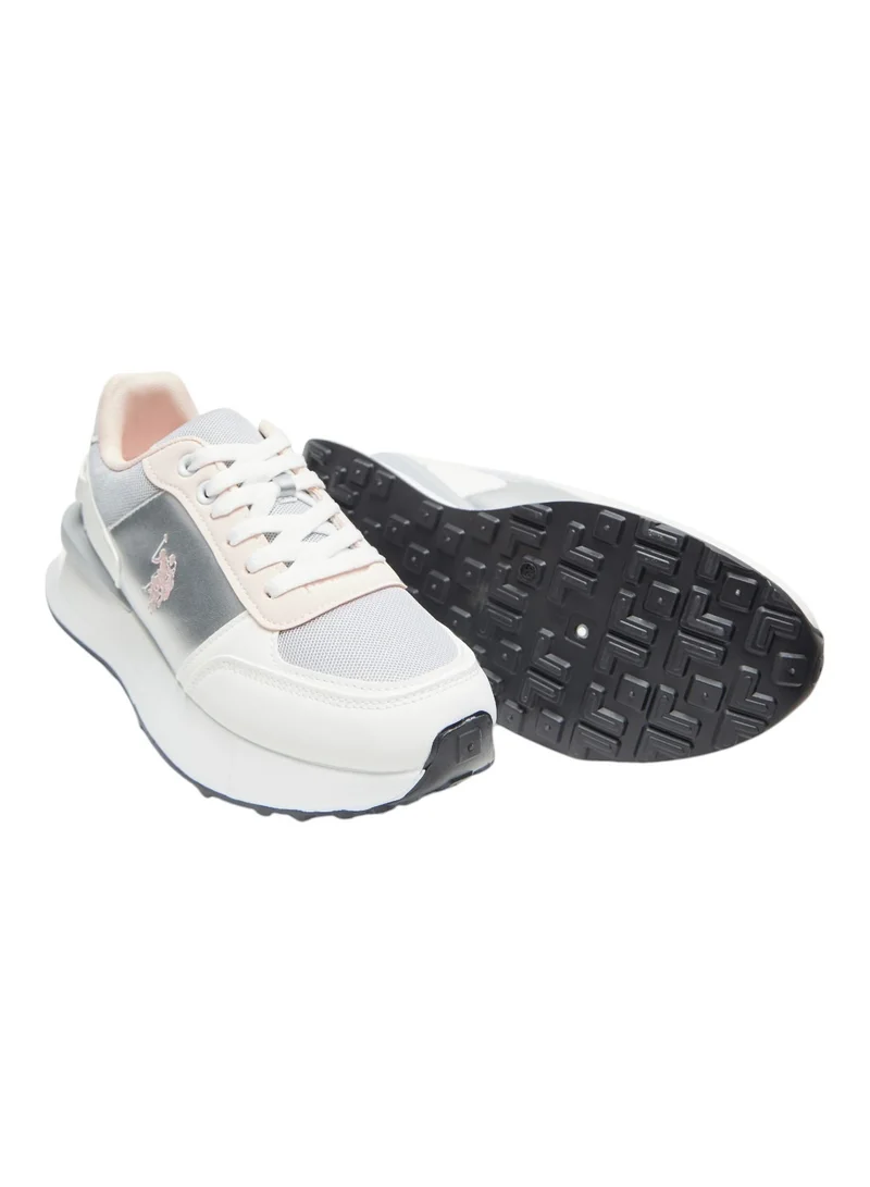 U.S. Polo Assn. Grey Women's White and Grey Low-Top Sneakers - Lightweight Shoes with White Sole, Comfortable Casual for Women | Best Price UAE