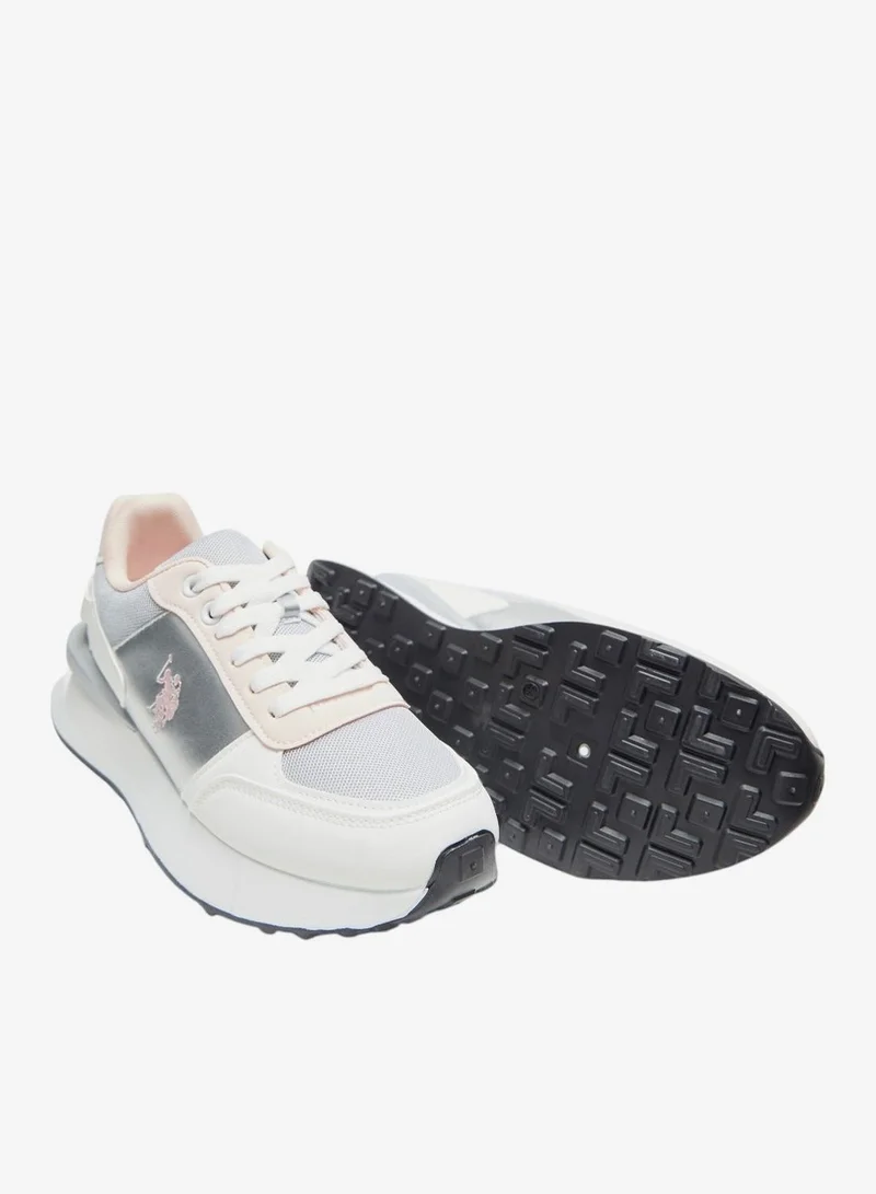 U.S. Polo Assn. Grey Women's White and Grey Low-Top Sneakers - Lightweight Shoes with White Sole, Comfortable Casual for Women | Best Price UAE