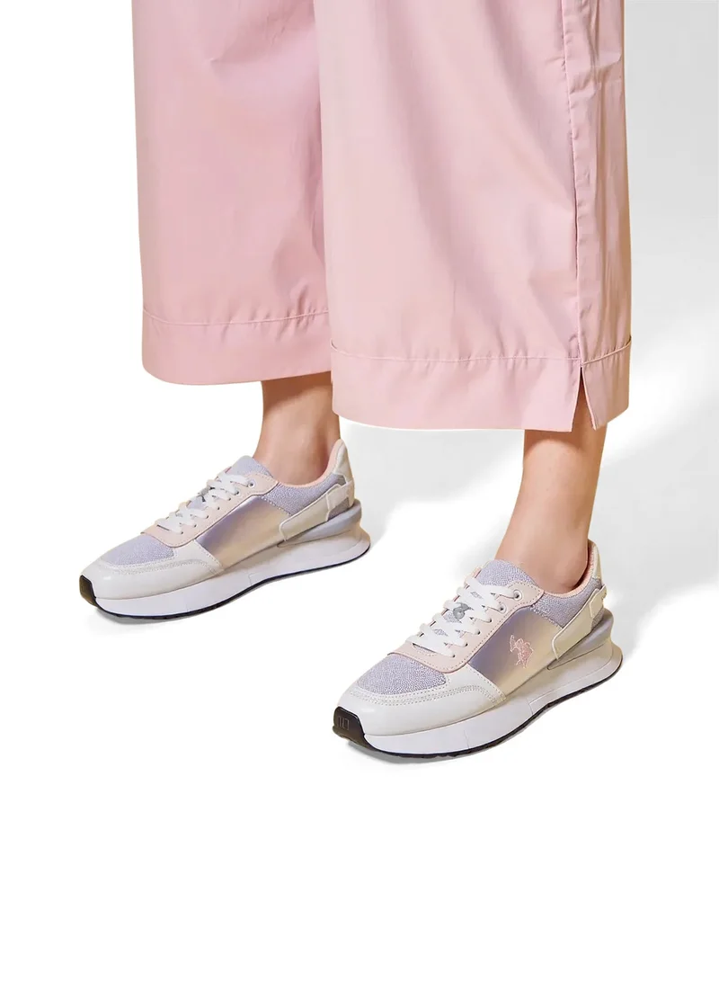 U.S. Polo Assn. Grey Women's White and Grey Low-Top Sneakers - Lightweight Shoes with White Sole, Comfortable Casual for Women | Best Price UAE