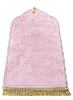 RATSAW Mus-lim Prayer Mat Thick Soft Velvet Mus-lim Rug Portable Mus-lim Prayer Rug Turkish Prayer Carpet Janamaz Sajada Carpet for Men and Women Plain Solid Prayer Mat Ramadan Eid Gift Pink  - Image 1