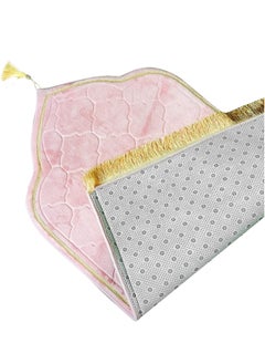 RATSAW Mus-lim Prayer Mat Thick Soft Velvet Mus-lim Rug Portable Mus-lim Prayer Rug Turkish Prayer Carpet Janamaz Sajada Carpet for Men and Women Plain Solid Prayer Mat Ramadan Eid Gift Pink  - Image 3