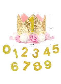 Rimobul Rimobul Pet Crown Hat Dog Birthday Hat Reusable Birthday Party Crown for Pet Girl Cat Doggie Headband Hats with 0-9 Figures Charms Pet Gift Grooming Accessories with Glue Dots Pack of 1(Gold)  - Image 2