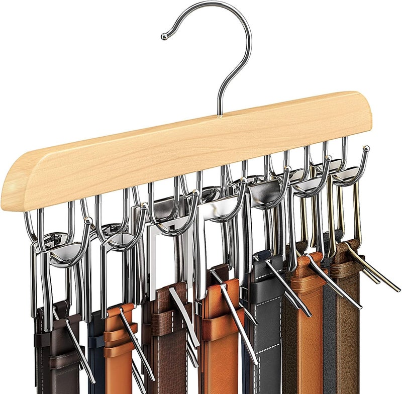 MosQuick® Wooden Hanger with 20 Hooks Bra Hanger for Closet Tank Top Multipurpose Adjustable 360° Rotating Design Space Saving Hangers for Clothes Hanging Ties Bras Scarves Belts Bags and More - Image 5