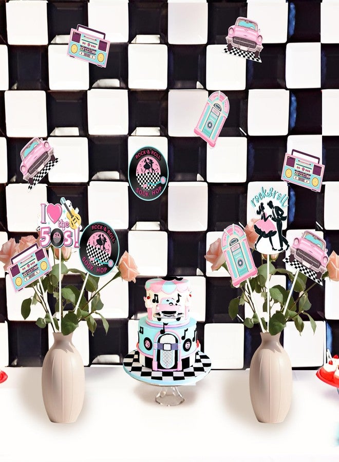 Fangleland 24Pcs 50s Theme Party Centerpiece Sticks, I Love The 50s Table Decorations 1950s Rock and Roll Sock Hop Photo Booth Props for Birthday Baby Shower Party Supplies - Image 2