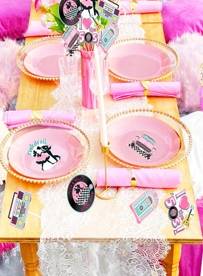 Fangleland 24Pcs 50s Theme Party Centerpiece Sticks, I Love The 50s Table Decorations 1950s Rock and Roll Sock Hop Photo Booth Props for Birthday Baby Shower Party Supplies - Image 4