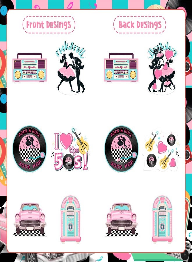 Fangleland 24Pcs 50s Theme Party Centerpiece Sticks, I Love The 50s Table Decorations 1950s Rock and Roll Sock Hop Photo Booth Props for Birthday Baby Shower Party Supplies - Image 5