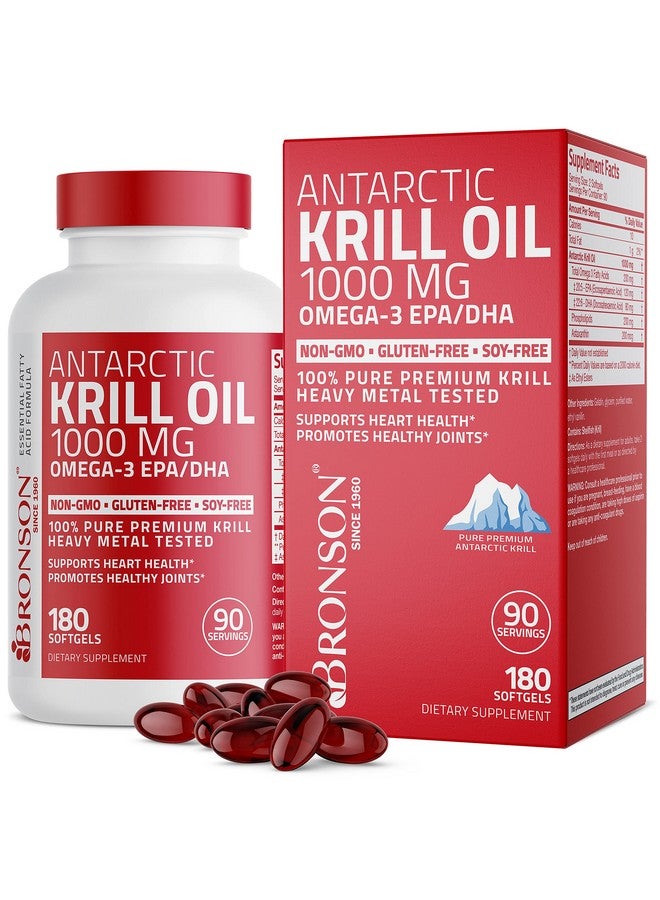 Bronson Antarctic Krill Oil 1000 Mg With Omega3S Epa Dha Astaxanthin And Phospholipids 180 Softgels  - Image 1