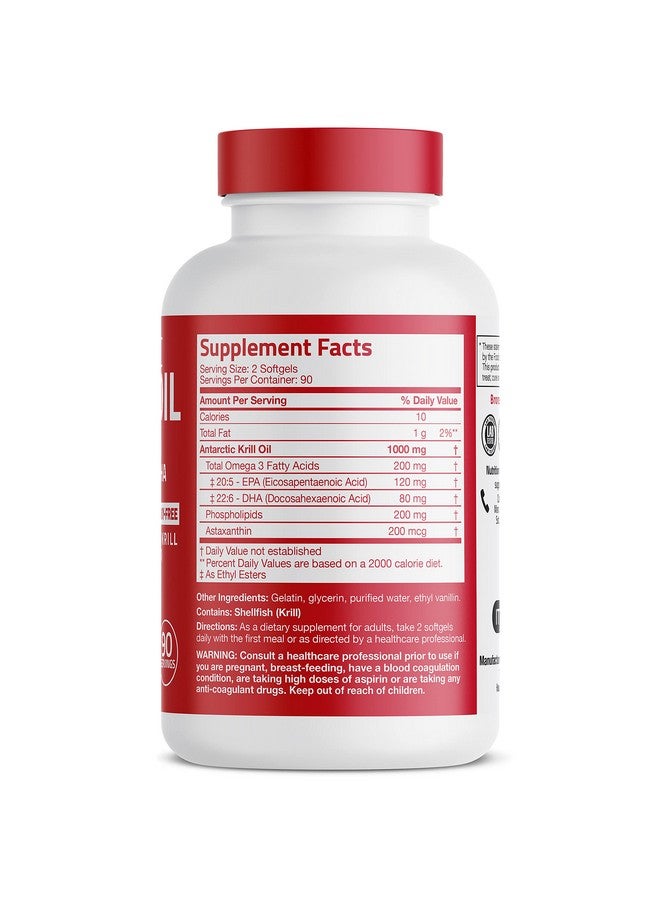 Bronson Antarctic Krill Oil 1000 Mg With Omega3S Epa Dha Astaxanthin And Phospholipids 180 Softgels  - Image 3