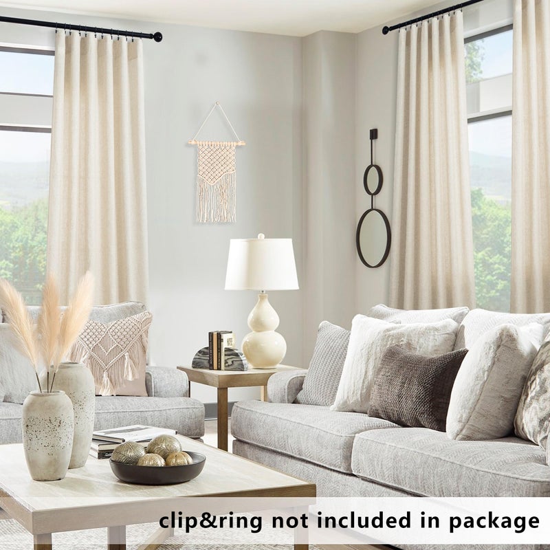 KOUFALL Farmhouse Curtains for Living Room Country Burlap Rustic Rod Pocket Linen Semi Sheer Curtains for Bedroom 84 Inch Length 2 Panels Set Tan Beige - Image 4