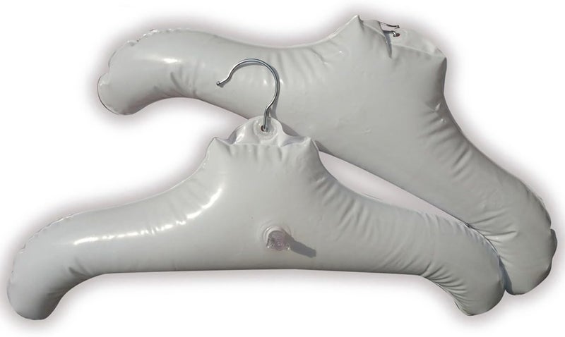 Coralpearl Inflatable Hanger Travel X 2 White Round Shoulder Portable Folding Clothes Drying Rack in Metal HookSpace Saving Coat Storage Set Non Slip Foldable for Home Car Camping Indoor Outdoor - Image 1