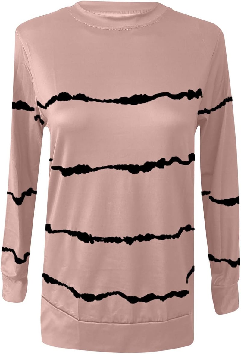 cheekyglo Womens 2022 Fall Winter Fashion Tops Casual Long Sleeve Crewneck Sweatshirt Blouse Striped Loose Soft Pullover Shirts - Image 4