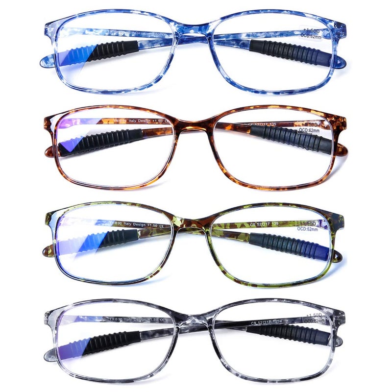 DOOViC Computer Reading Glasses 4 Pack Blue Light Blocking Glasses Anti Eyestrain Flexible Lightweight Readers for Women Men 1.00 Strength - Image 1
