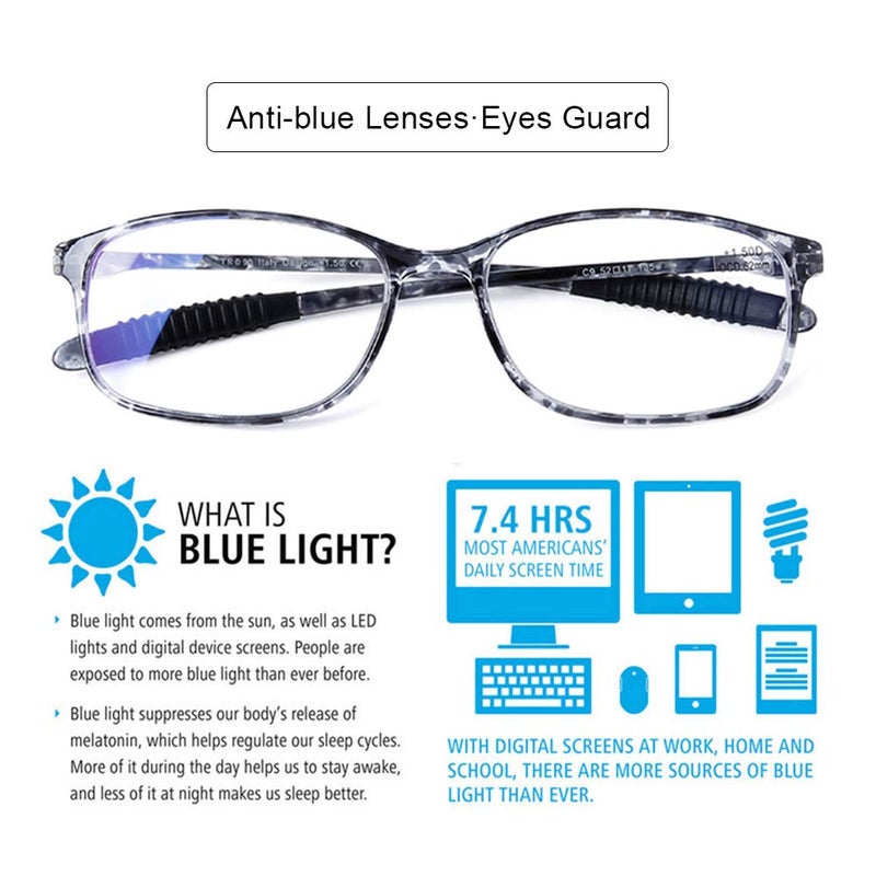 DOOViC Computer Reading Glasses 4 Pack Blue Light Blocking Glasses Anti Eyestrain Flexible Lightweight Readers for Women Men 1.00 Strength - Image 3