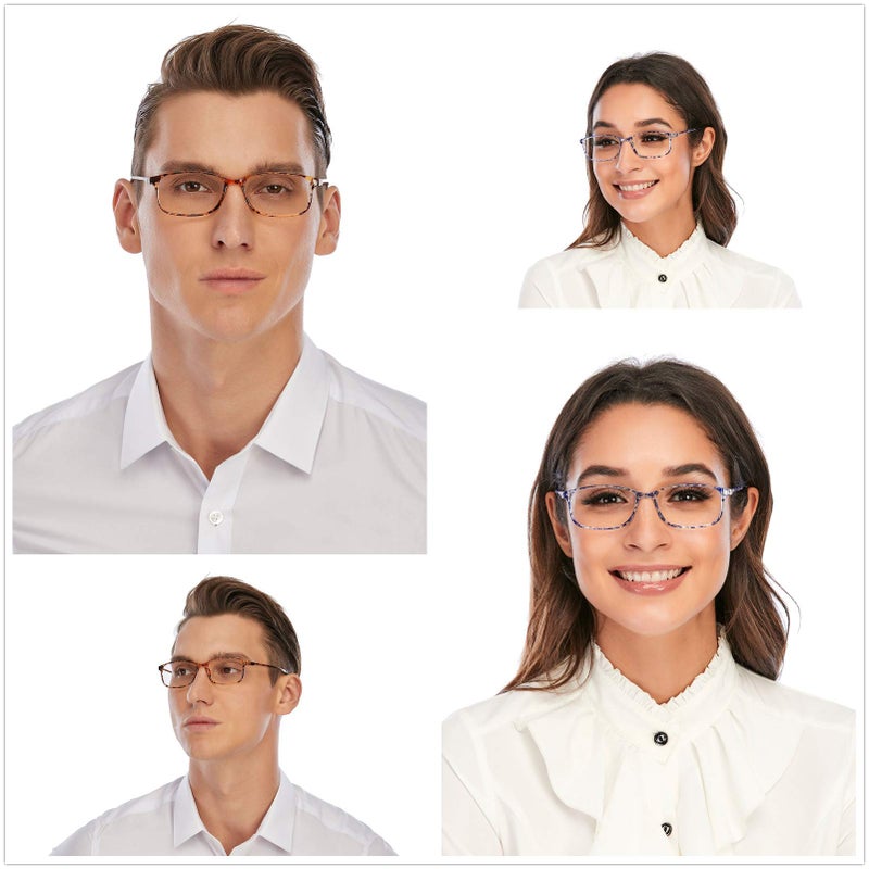 DOOViC Computer Reading Glasses 4 Pack Blue Light Blocking Glasses Anti Eyestrain Flexible Lightweight Readers for Women Men 1.00 Strength - Image 2