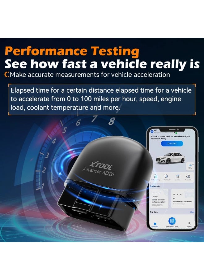 XTOOL - XTOOL Advancer AD20 Mini Bluetooth 5.0 OBD2 Scanner Full obd2 Functions Car Diagnostic Scan Tool Read/Clear fault code Universal - Image 1
