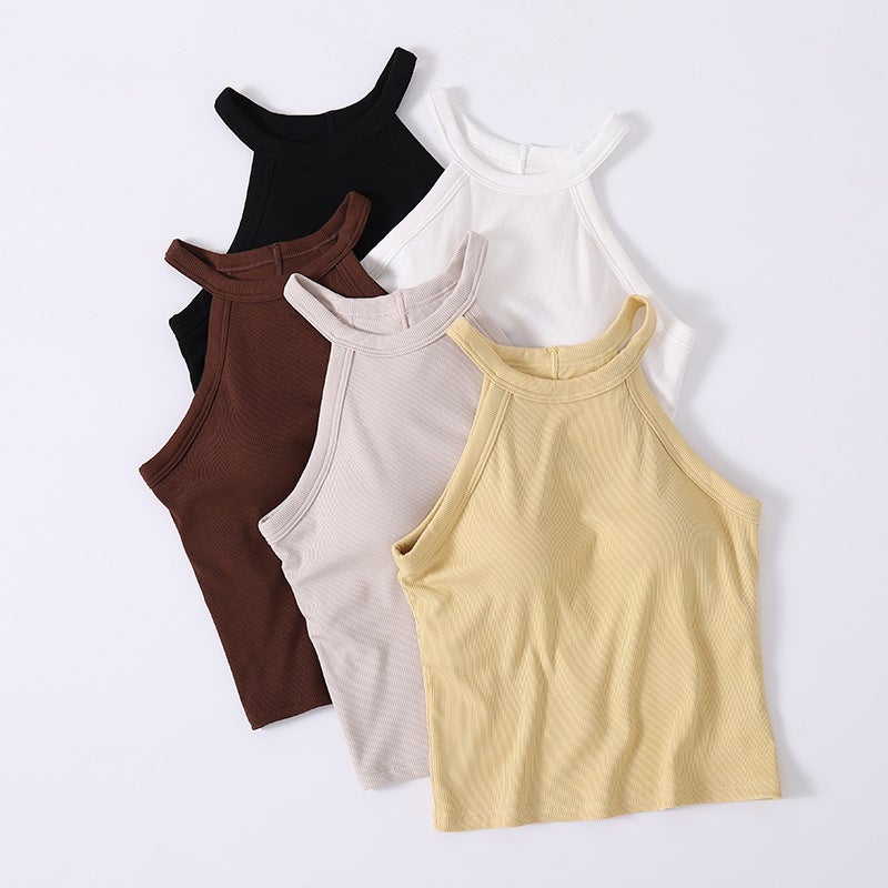 2023 New Spring Summer Womens Camisole Integrated Bra Padding Khaki  - Image 5