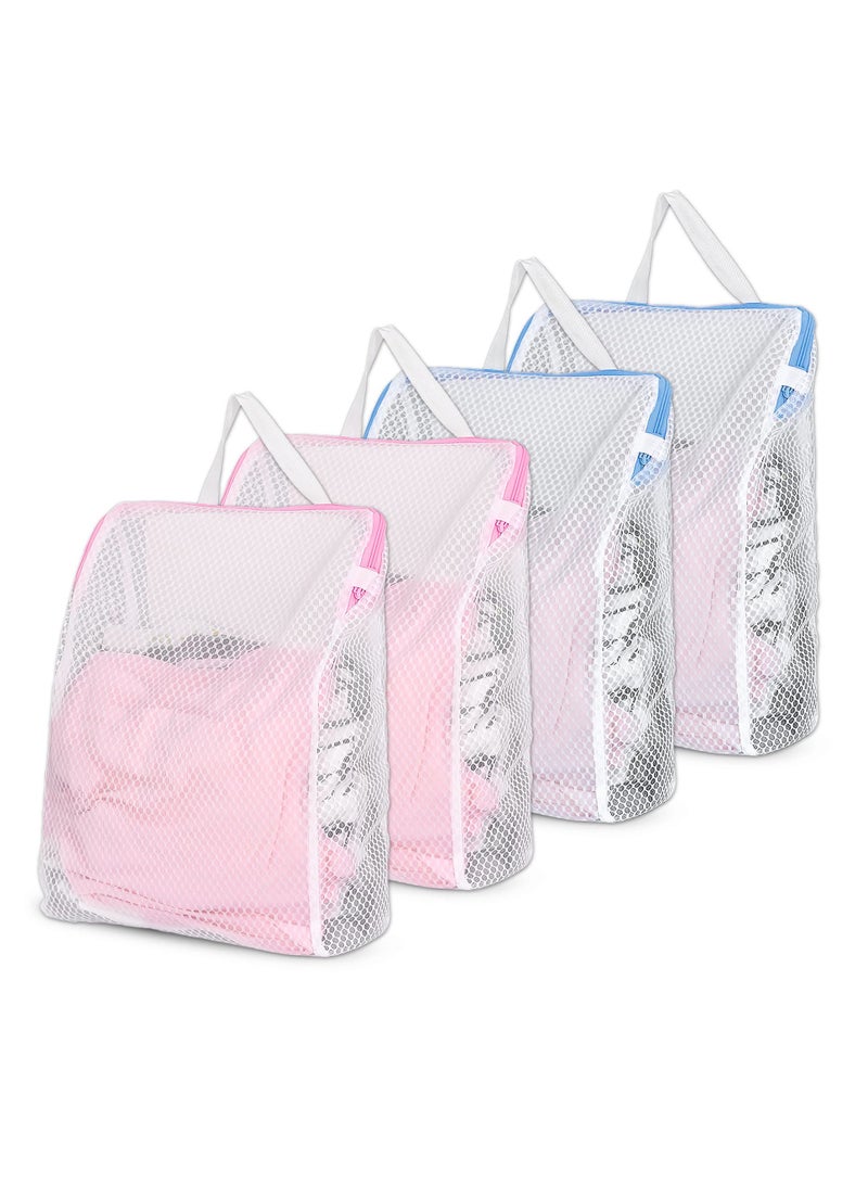 SYOSI 4Pcs Large Mesh Laundry Bags 15.7 x 11.8 Inch Side Widening Zippered Reusable Wash bag Laundry Net for Washing Machine with Handles Ideal for Washing Socks Baby Items Lingerie Travel Garments - Image 1