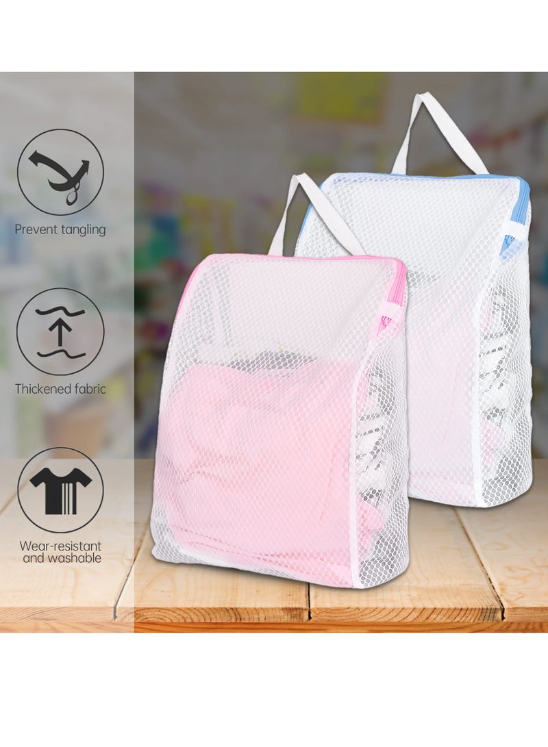 SYOSI 4Pcs Large Mesh Laundry Bags 15.7 x 11.8 Inch Side Widening Zippered Reusable Wash bag Laundry Net for Washing Machine with Handles Ideal for Washing Socks Baby Items Lingerie Travel Garments - Image 5