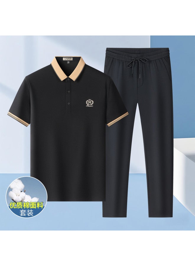 Tucano 2-piece Set】summer Short-sleeve Polo Shirt + Ice Silk Casual Pants Loose Fit Dad Outfit Men's Suit - Image 2