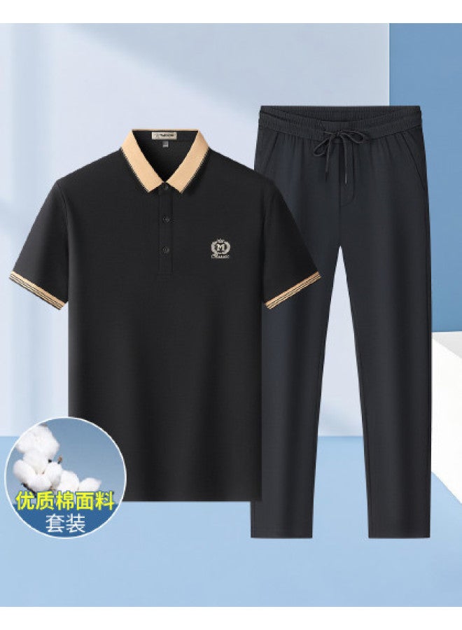 Tucano 2-piece Set】summer Short-sleeve Polo Shirt + Ice Silk Casual Pants Loose Fit Dad Outfit Men's Suit - Image 1