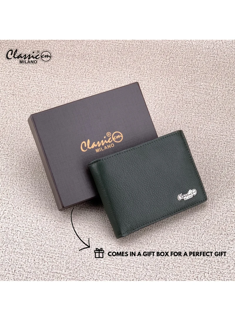 Classic Milano Green (CNH-6) Classic Milano Genuine Leather Wallet for Men – Slim Bifold Men’s Wallet with RFID Blocking, Multiple Card Slots – Stylish Mens Purse Wallets Gift for Husband, Father for Men | Best Price UAE
